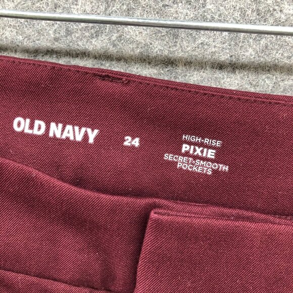 Old Navy High Rise Pixie Ankle Pants Womens Plus Size 24 Raisin Red Burgundy - Picture 8 of 10